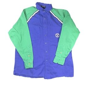 Vintage Asphalt Cowboy Shirt Mens Medium Blue Green Western Long Sleeve 90s